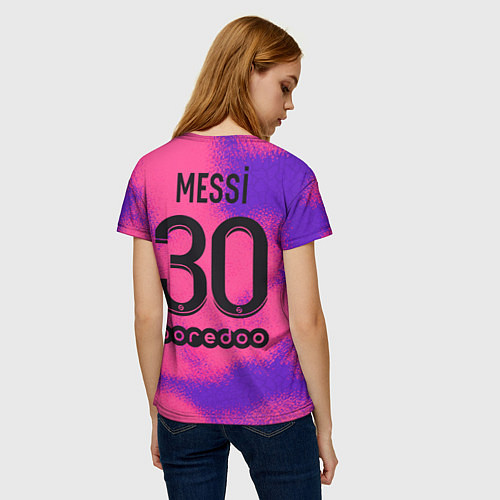 Женская футболка Лионель Месси форма ПСЖ четвертая / 3D-принт – фото 4