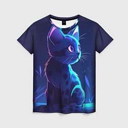 Женская футболка Рисованный котенок