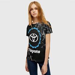 Футболка женская Toyota в стиле Top Gear со следами шин на фоне, цвет: 3D-принт — фото 2