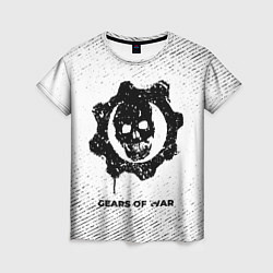 Женская футболка Gears of War с потертостями на светлом фоне