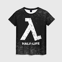 Женская футболка Half-Life с потертостями на темном фоне