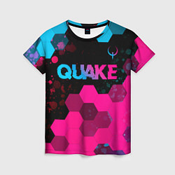 Женская футболка Quake - neon gradient: символ сверху