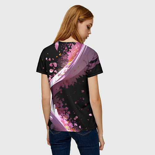Женская футболка Вихрь розовых лепестков / 3D-принт – фото 4
