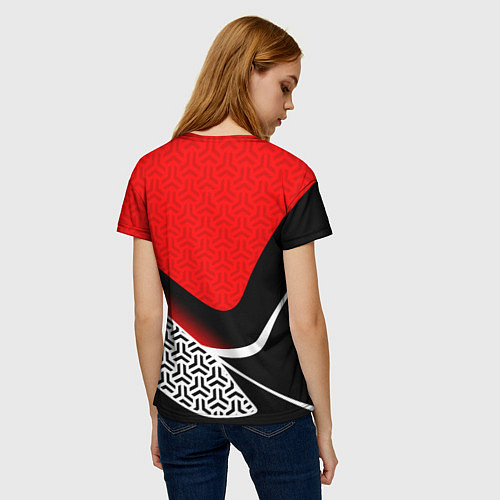 Женская футболка Геометрическая униформа - красная / 3D-принт – фото 4