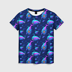 Женская футболка Subnautica паттерн с рыбами