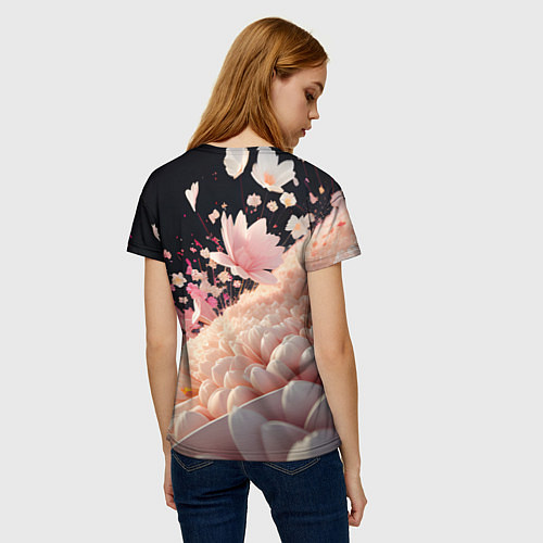 Женская футболка Множество розовых цветов / 3D-принт – фото 4