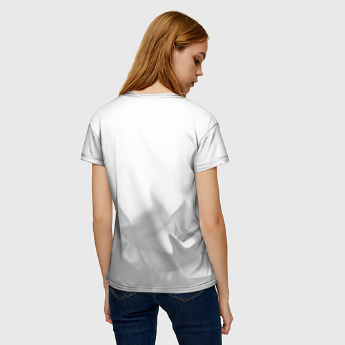 Женская футболка Quake glitch на светлом фоне: символ сверху / 3D-принт – фото 4