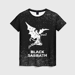 Женская футболка Black Sabbath с потертостями на темном фоне