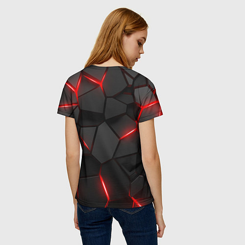 Женская футболка Плиты с красной подсветкой / 3D-принт – фото 4