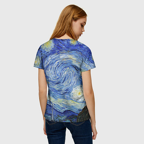 Женская футболка Кот Бегемот на примусе в Звездной ночи / 3D-принт – фото 4