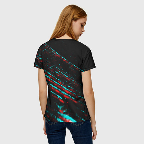 Женская футболка Dead Space в стиле glitch и баги графики на темном / 3D-принт – фото 4