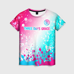 Футболка женская Three Days Grace neon gradient style: символ сверх, цвет: 3D-принт