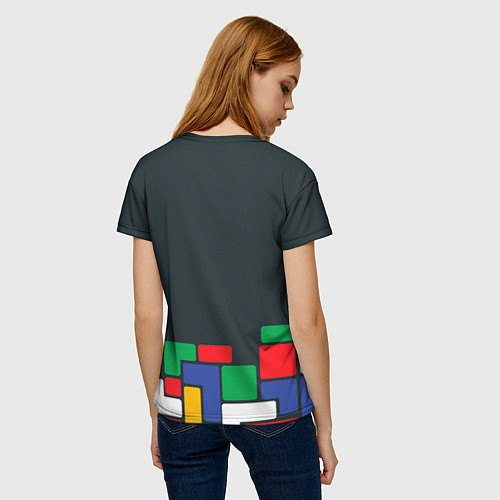 Женская футболка Падающий блок тетрис / 3D-принт – фото 4