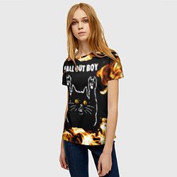 Футболка женская Fall Out Boy рок кот и огонь, цвет: 3D-принт — фото 2