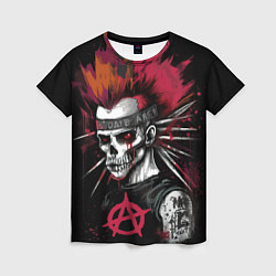 Женская футболка Скелет панк анархист