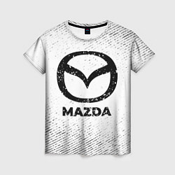 Женская футболка Mazda с потертостями на светлом фоне