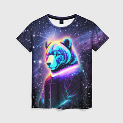 Женская футболка Светящийся космический медведь