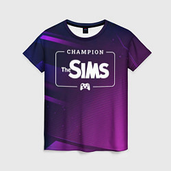 Женская футболка The Sims gaming champion: рамка с лого и джойстико