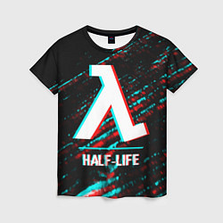 Женская футболка Half-Life в стиле glitch и баги графики на темном