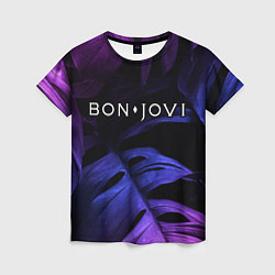 Женская футболка Bon Jovi neon monstera