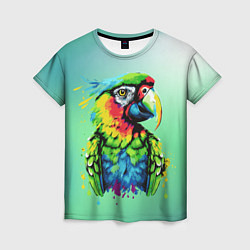 Женская футболка Разноцветный попугай