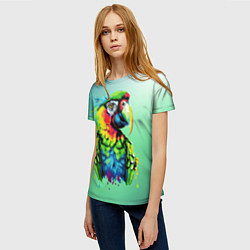 Футболка женская Разноцветный попугай, цвет: 3D-принт — фото 2