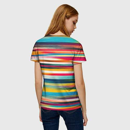 Женская футболка Разноцветные горизонтальные полосы / 3D-принт – фото 4