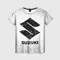Женская футболка Suzuki с потертостями на светлом фоне