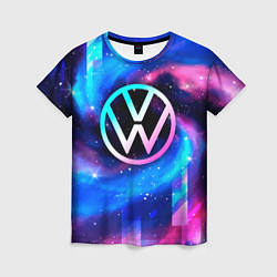 Женская футболка Volkswagen неоновый космос