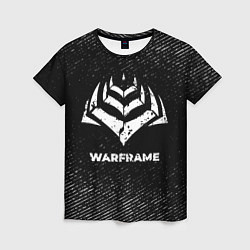 Женская футболка Warframe с потертостями на темном фоне