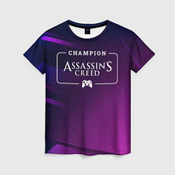 Женская футболка Assassins Creed gaming champion: рамка с лого и дж