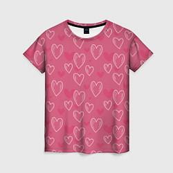 Женская футболка Нарисованные сердца паттерн