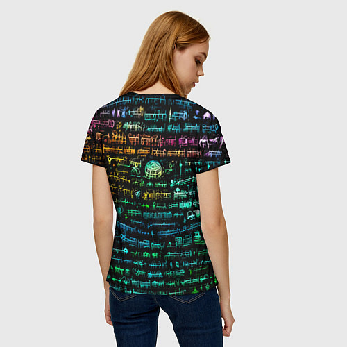 Женская футболка Символы психоделика - нейронная сеть / 3D-принт – фото 4
