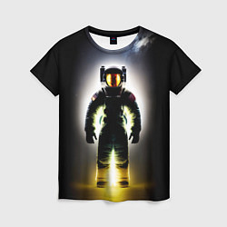 Женская футболка Неоновый космонавт - нейросеть