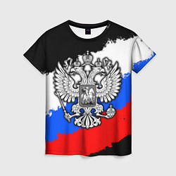 Женская футболка Триколор - герб РФ