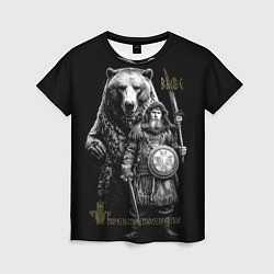 Женская футболка Велес с медведем