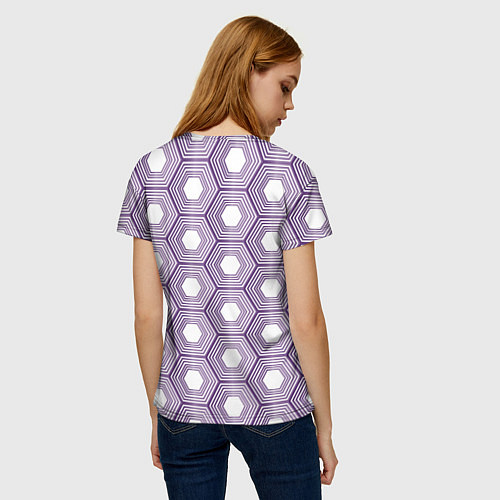 Женская футболка Шестиугольники фиолетовые / 3D-принт – фото 4