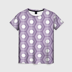Футболка женская Шестиугольники фиолетовые, цвет: 3D-принт