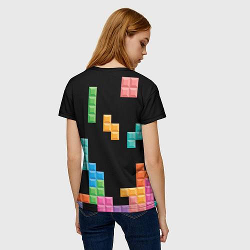 Женская футболка Тетрис падающие блоки / 3D-принт – фото 4