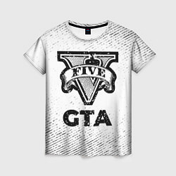 Женская футболка GTA с потертостями на светлом фоне