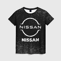 Женская футболка Nissan с потертостями на темном фоне