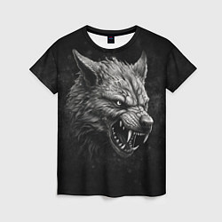 Женская футболка Волк - grunge style