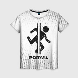 Женская футболка Portal с потертостями на светлом фоне