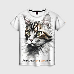 Женская футболка Время с кошкой никогда не потрачено зря
