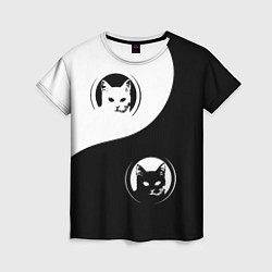 Женская футболка 2 кота в инь-янь