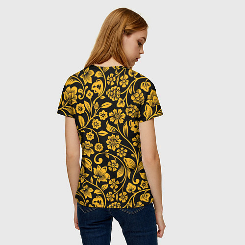 Женская футболка Золотая хохлома / 3D-принт – фото 4