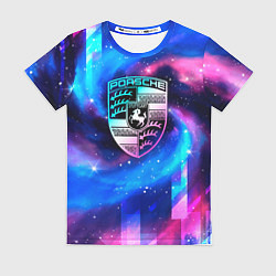 Футболка женская Porsche неоновый космос, цвет: 3D-принт