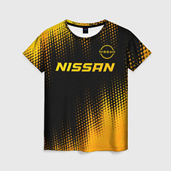 Женская футболка Nissan - gold gradient: символ сверху