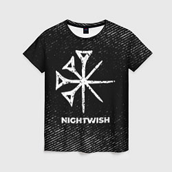 Женская футболка Nightwish с потертостями на темном фоне