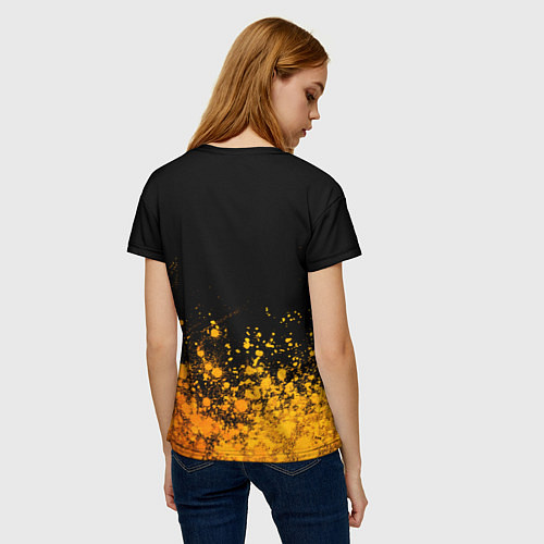Женская футболка Limp Bizkit - gold gradient: символ сверху / 3D-принт – фото 4